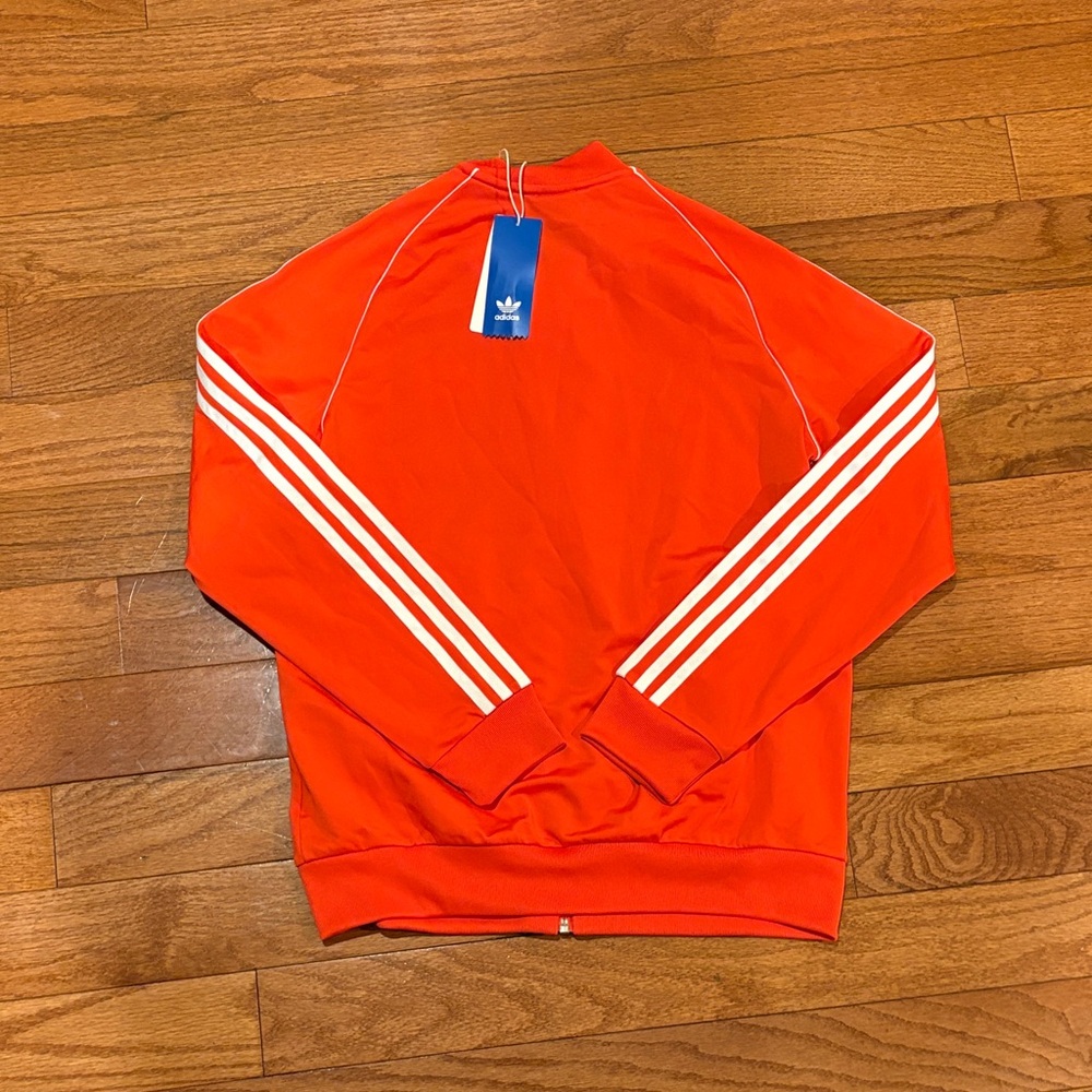 NWT Boys Adidas Superstar Track Jacket – Orange/White – Size L - Picture 2 of 4
